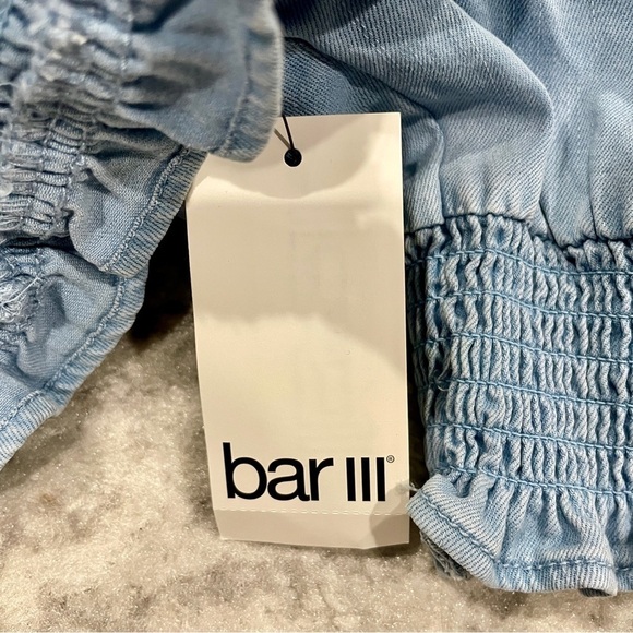 NWT Bar III Blue Smocked Crop Top - Picture 10 of 14
